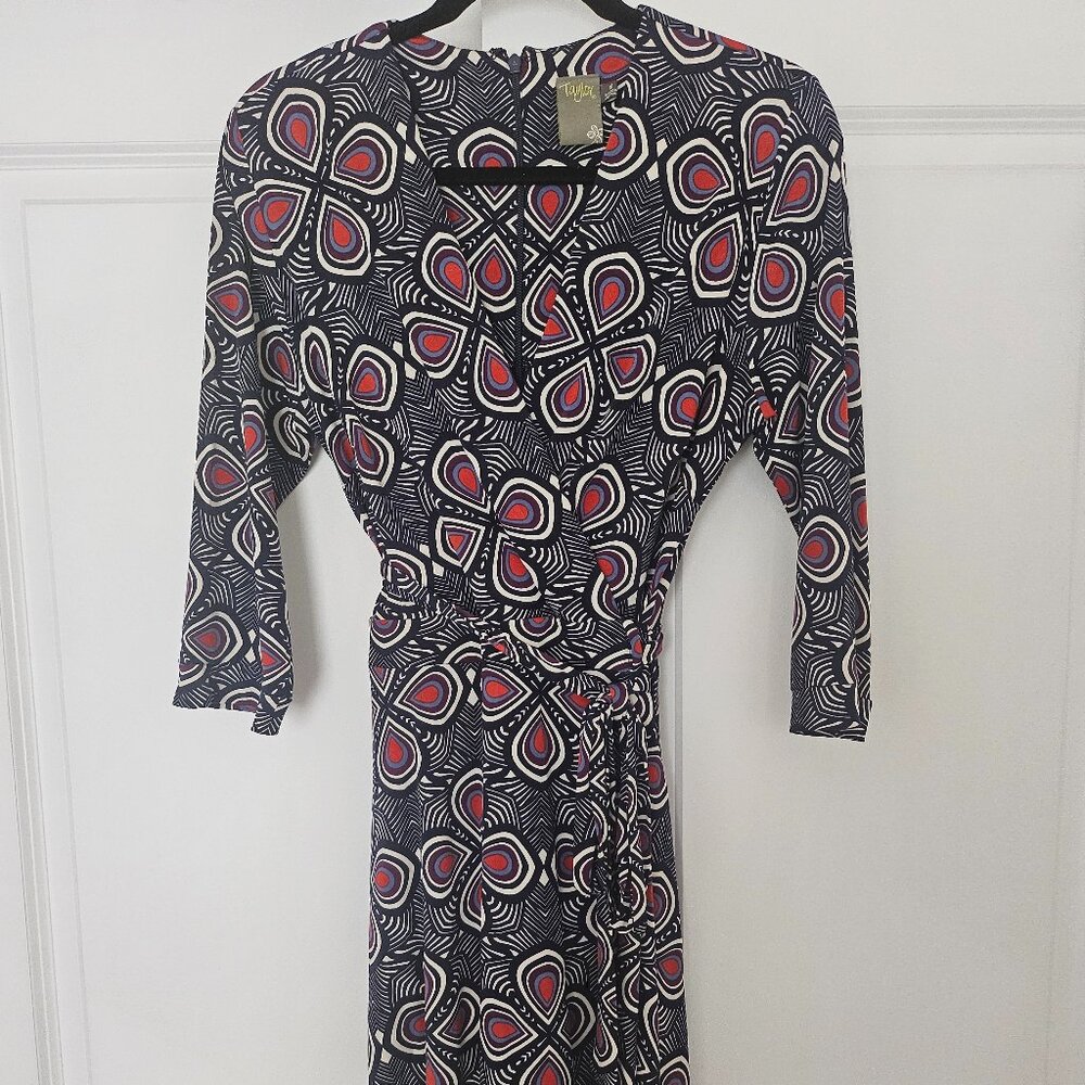 Taylor Faux Wrap Navy Mini Dress w/ Pockets - Size 10